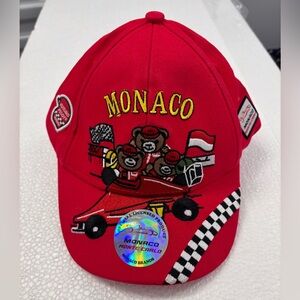 NWT Kids Hat Cap StrapBack Red 50 Monaco Monte Carlo Teddy Bear Grand Prix Ball